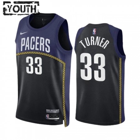 Dres Indiana Pacers Myles Turner 33 Black Nike 2022-23 City Edition Navy Swingman - Dječji